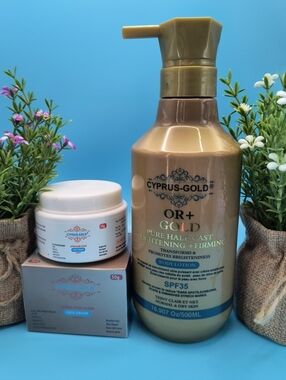 2Pcs Cyprus-Gold OR+ Gold Pure  Firming Body Lotion 500ml And Face Cream 50g